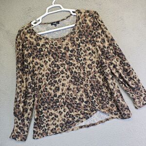 Angels Top Womens Plus Size 1X Animal‎ Leopard Print Stretch Maximalist Mob Wife